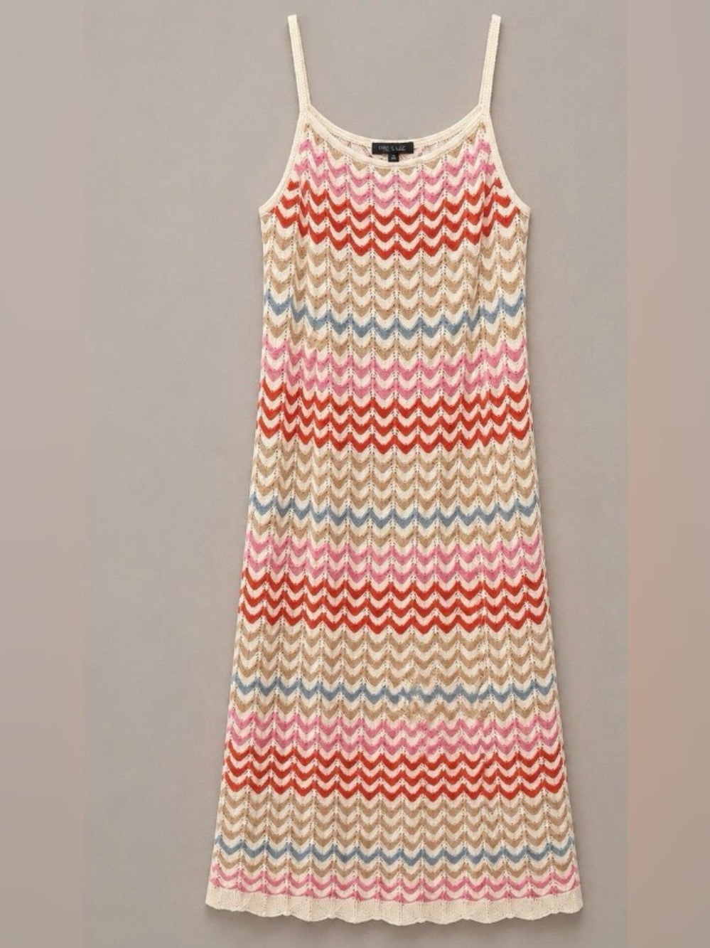 Rachel Zoe Pink, Cream and Tan Chevron Knit Dress